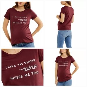 A Pea in the Pod Burgundy Maternity Tee, "I Like to Think Wine Misses Me Too"